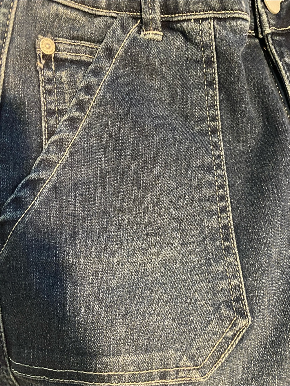 Democracy Ab Solution High Rise Denim Bermuda Utility Shorts Midtone Size 4 New - Picture 4 of 11